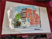 JC Bouchy watercolor lithograph Johnny's