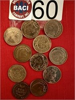 11 - INDIAN HEAD CENTS, 3 - 1901, 1902, 3 - 1