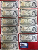 15 - CANADA ONE DOLLAR BILLS, DATED 1937, 3 -