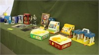 Box of Emmett Kelly Vintage Fisher Price Toys & Em