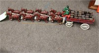Cast Iron Clydesdales & Beer Wagon Collectable.