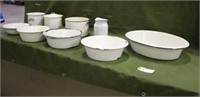 (9) Pieces of Enamelware, Camodes & Bowls