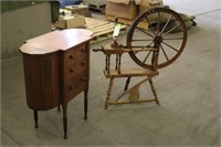 Spinning Wheel and Sewing Cabinet