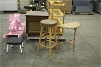Pig Rocking Toy,(2) Stools,Accent Table,Shelves,