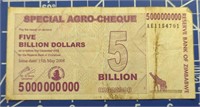 $5 billion Zimbabwe banknote
