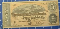 Confederate States of America banknote $5 I am