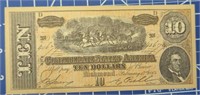 Confederate States of America banknote $10 I am