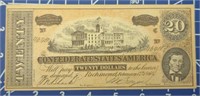 Confederate States of America banknote $20 I am