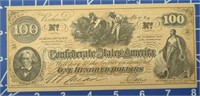 Confederate States of America banknote $100 I am