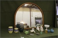 Mirror, Approx 49"x42", W/ Assorted Collectibles,