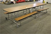 Folding Cafeteria Table on Wheels Approx 12ft Long