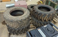 (4) Used 12x16.5 + 1 New Skid Steer Tires