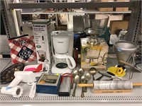 Assorted kitchen and cooking items.