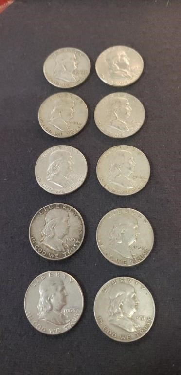 (10) Assorted Silver Half Dollar Coins