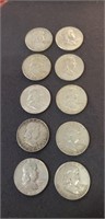 (10) Assorted Silver Half Dollar Coins