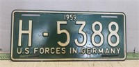 1959 License Plate U.S. Forces In Germany