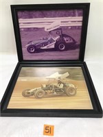 Vintage Framed Sprint Car Racing Photographs