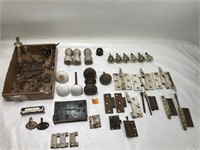 Lot of Antique Hinges, Door Knobs and More