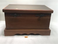 Wooden Storage Chest and Contents