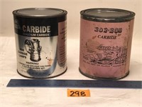 2 Vintage Carbide Fuel Tin Canisters