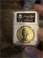 Slabbed Golden Coin Token Abraham Lincoln USA RARE