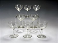 ETCHED GLASS CORDIAL GLASSES