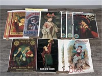 LOT OF VINTAGE REPRO BEER ADVERTISING POSTERS