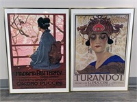 2 FRAMED REPRODUCTION PUCCINI OPERA POSTERS