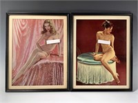TWO PIN UP GIRL PRINTS IN SEDUCTIVE LOUNGING  POSE