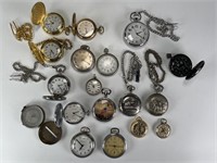 LOT OF POCKET WATCHES & COMPASS