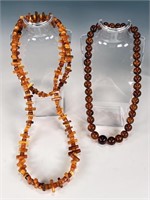 2 VINTAGE UNTESTED AMBER NECKLACES