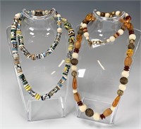 TWO COLORFUL BEAD NECKLACES