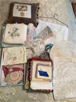 Embroidered doilies, dresser scarves, linens