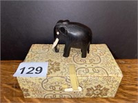 CARVED ELEPHANT IN BOX 1.75" X 1.75"