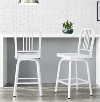 White Metal Swivel Counter Stool with Back