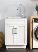 Stainless Steel 24" Laundry Sink Cabinet W/ Faucet
