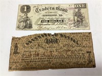 (2) 1862 GREENSBORO MUTUAL 50 CENT NOTE & 1861