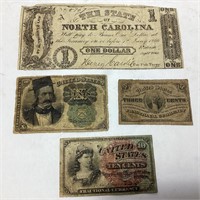 ASSORTED ANTIQUE PAPER CURRENCY, NC $1 NOTE, U