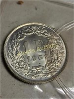 brilliant unc 1968 1 franc B mint!