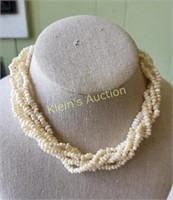 Vtg Seed Pearl Twisted  Necklace 15 1/2"