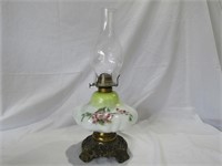Vintage Milkglass Oil Lamp w/ Brass Base & Burner