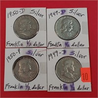 4- Franklin Half Dollars