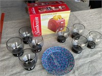 Sunbeam toaster, NIB, set of 8 goblets and one