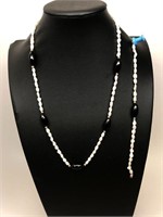Pearls and 14k Gold Necklace and Bracelet