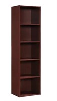 HODEDAH 5-Shelf, 59 in. H Mahogany Bookcase