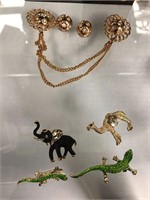 Animal Brooches and Fancy Brooches and Earrings