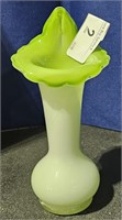 Jack in The Pulpit Cased Green & White Vase 8"T