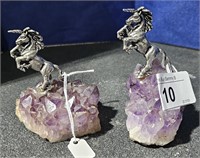 2ea Unicorns on Amethyst Rocks