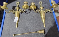 2 Brass Wall Sconce Candle Holder 10" Long & a