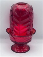 Viking Glass Red Amberina Cabbage Leaf Fairy Lamp